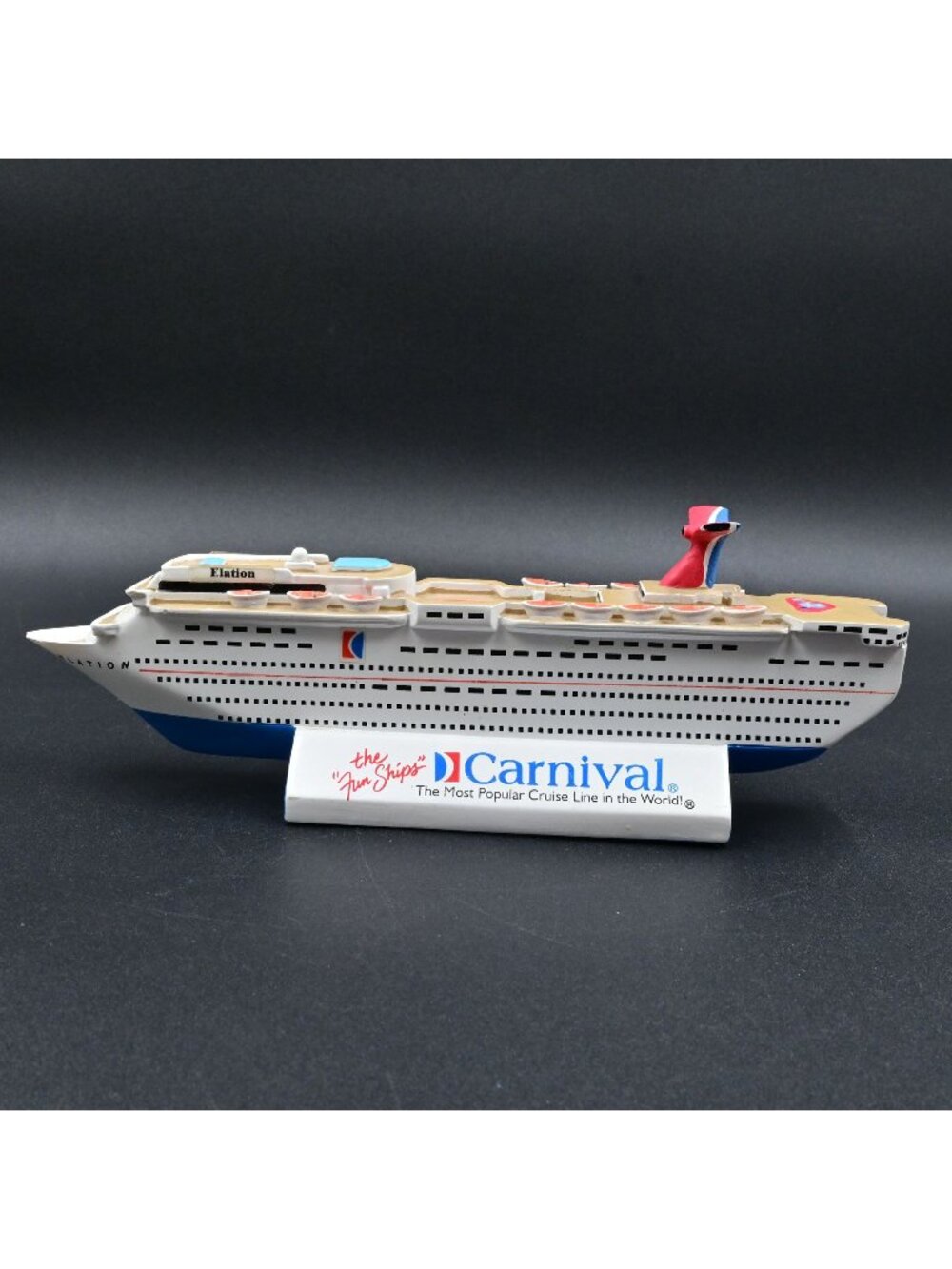 Carnival Elation 7.5” Cruise Ship Model Desk Display Holiday Int'l Inc Repaired